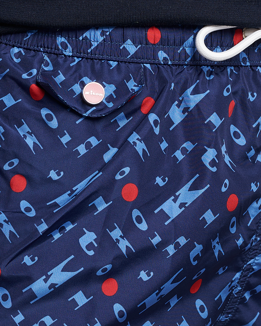 Men | Swimwear | Kiton | Printed Swim Trunks Navy