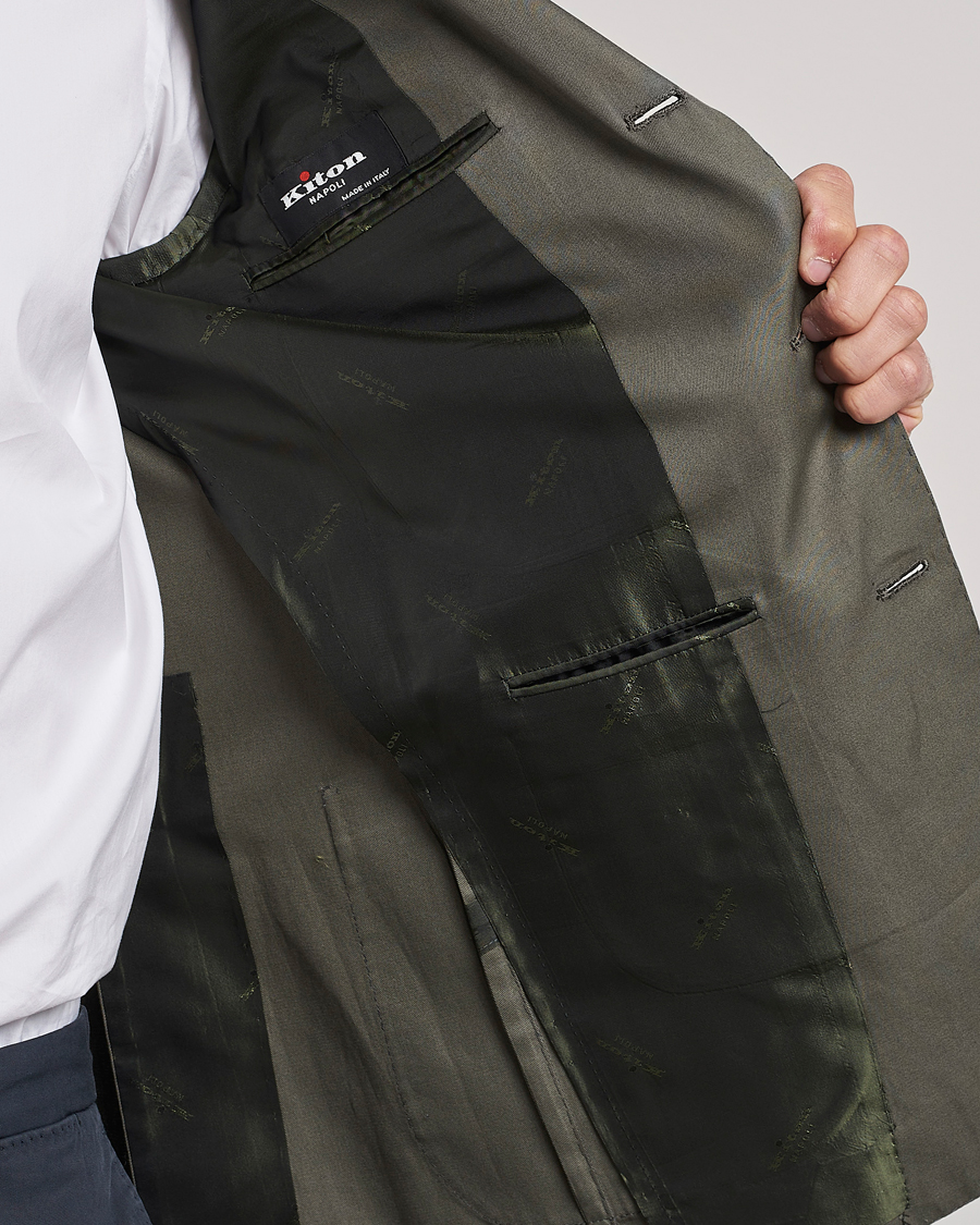 Men | Blazers | Kiton | Sea Island Cotton Blazer Olive Green