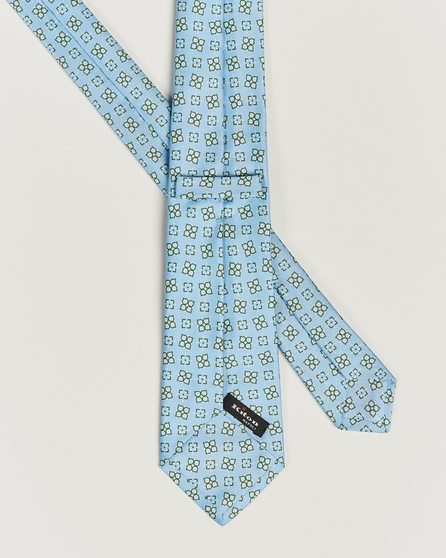 Men | Kiton Printed Silk Tie Light Blue | Kiton | Printed Silk Tie Light Blue