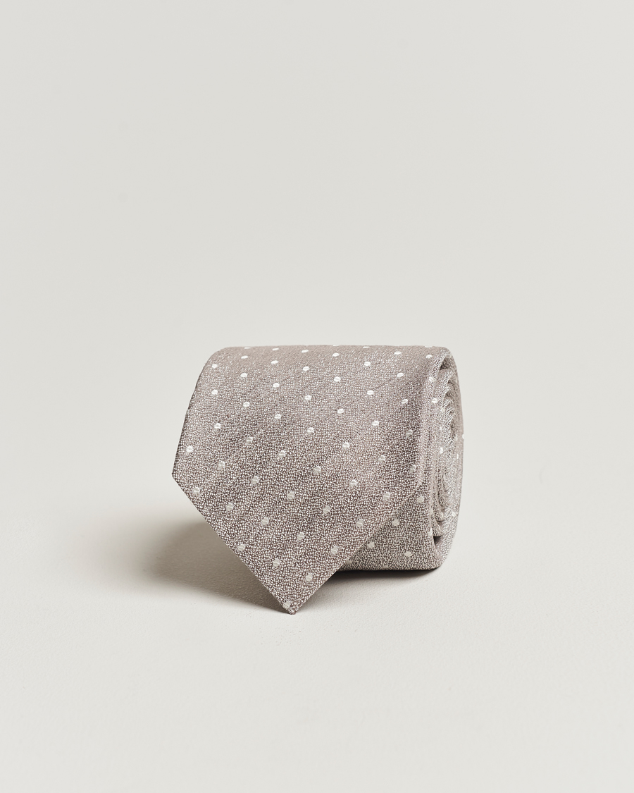 Men | Kiton Dotted Silk/Linen Tie Beige | Kiton | Dotted Silk/Linen Tie Beige