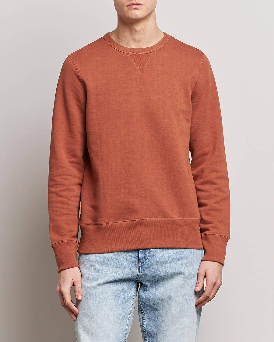 Men | Sweaters & Knitwear | Merz b. Schwanen | Organic Cotton Crew Neck Sweat Sierra Red