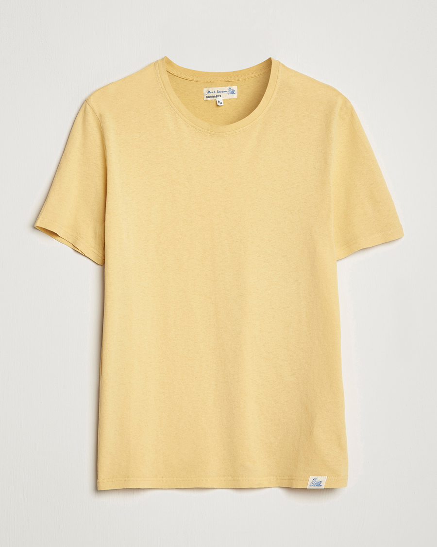 Men | T-Shirts | Merz b. Schwanen | Organic Cotton Washed Crew Neck T-Shirt Yellow