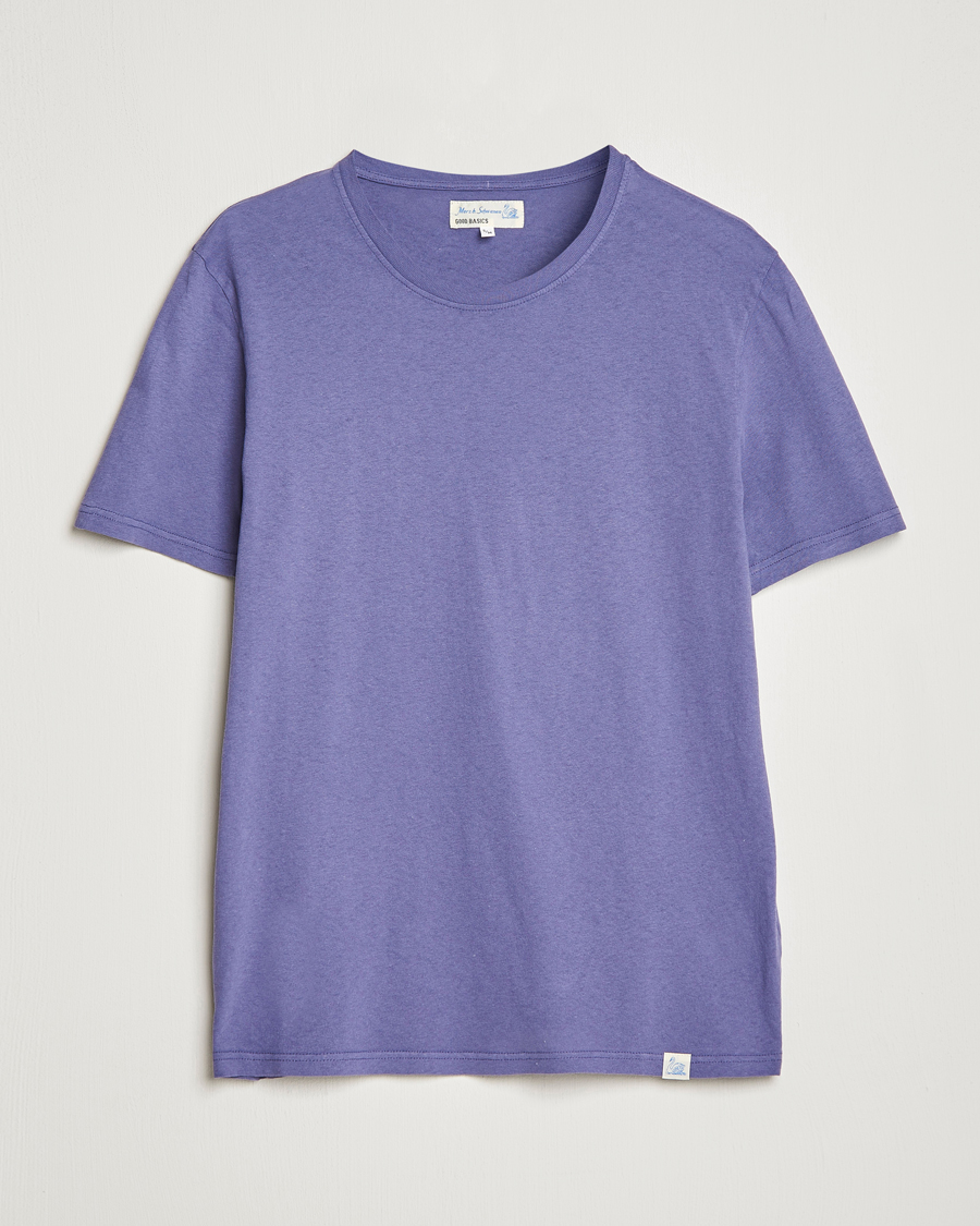 Men | T-Shirts | Merz b. Schwanen | Organic Cotton Washed Crew Neck T-Shirt Purple