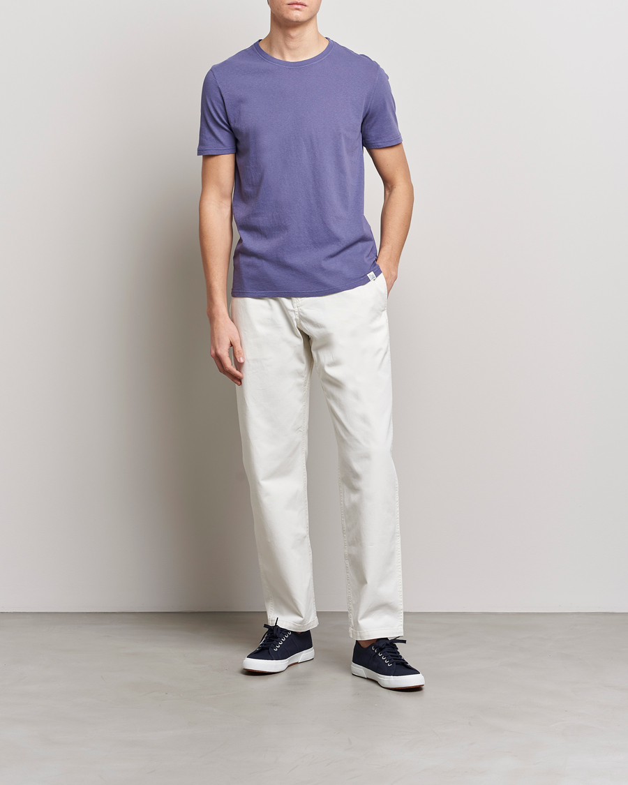 Men | T-Shirts | Merz b. Schwanen | Organic Cotton Washed Crew Neck T-Shirt Purple