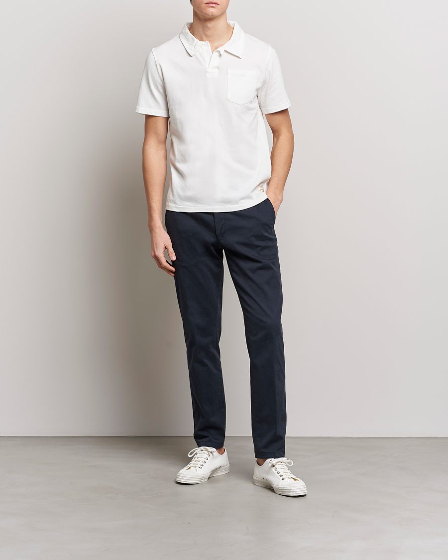 Men | Polo Shirts | Merz b. Schwanen | Organic Cotton Washed Polo White