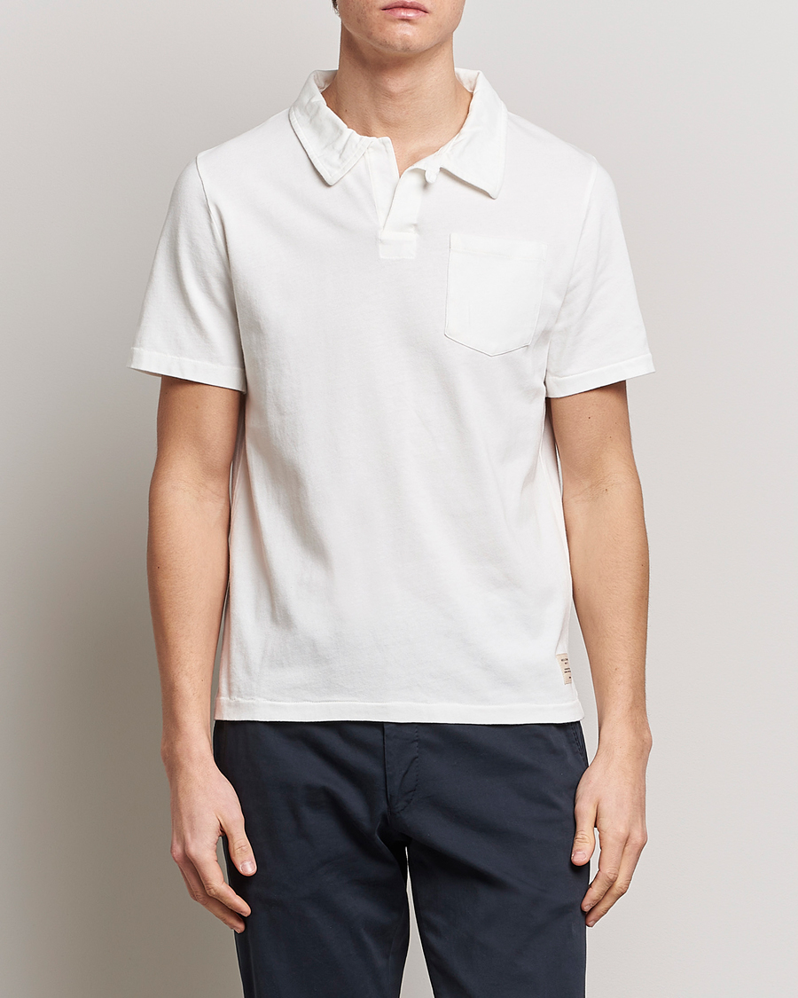 Men | Polo Shirts | Merz b. Schwanen | Organic Cotton Washed Polo White