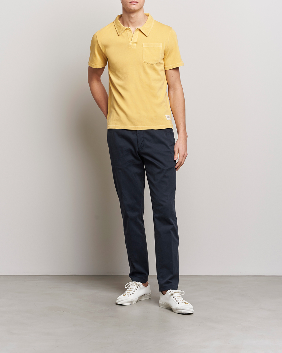 Men | Polo Shirts | Merz b. Schwanen | Organic Cotton Washed Polo Sunshine Yellow