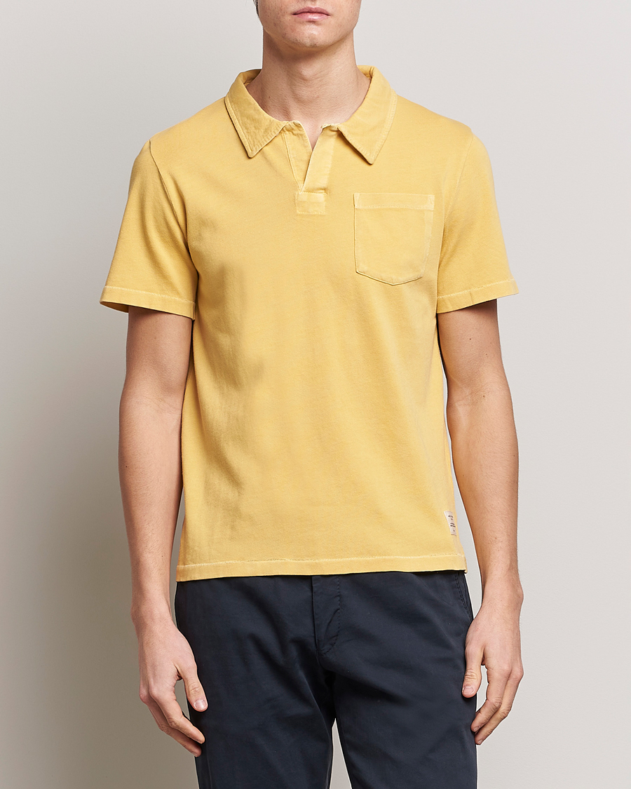 Men | Clothing | Merz b. Schwanen | Organic Cotton Washed Polo Sunshine Yellow