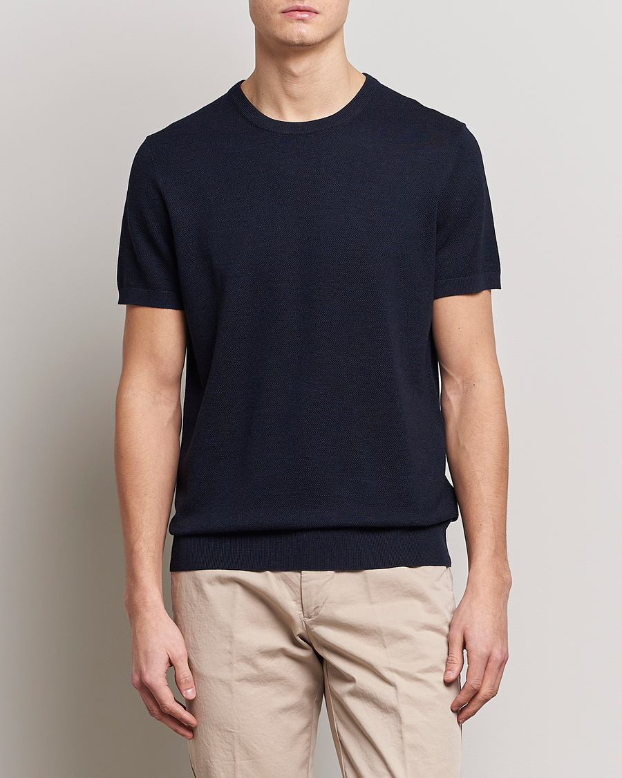 Men |  | Morris Heritage | Alberto Knitted T-Shirt Navy
