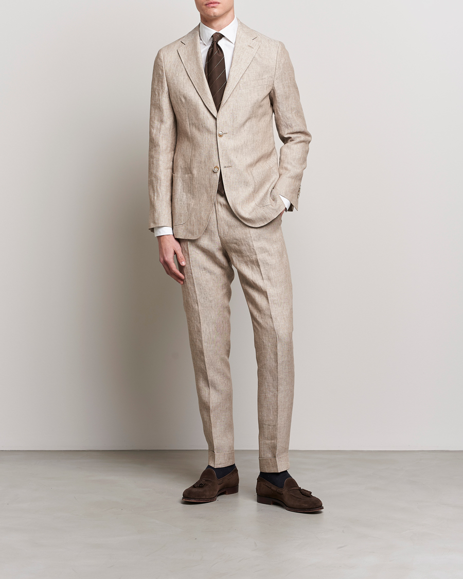 Men | Blazers | Morris Heritage | Mike Patch Pocket Linen Suit Blazer Beige