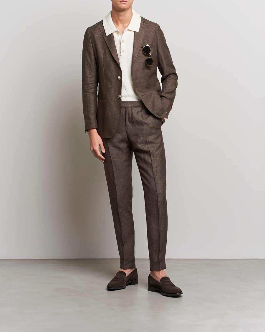 Men | Blazers | Morris Heritage | Mike Patch Pocket Linen Suit Blazer Brown