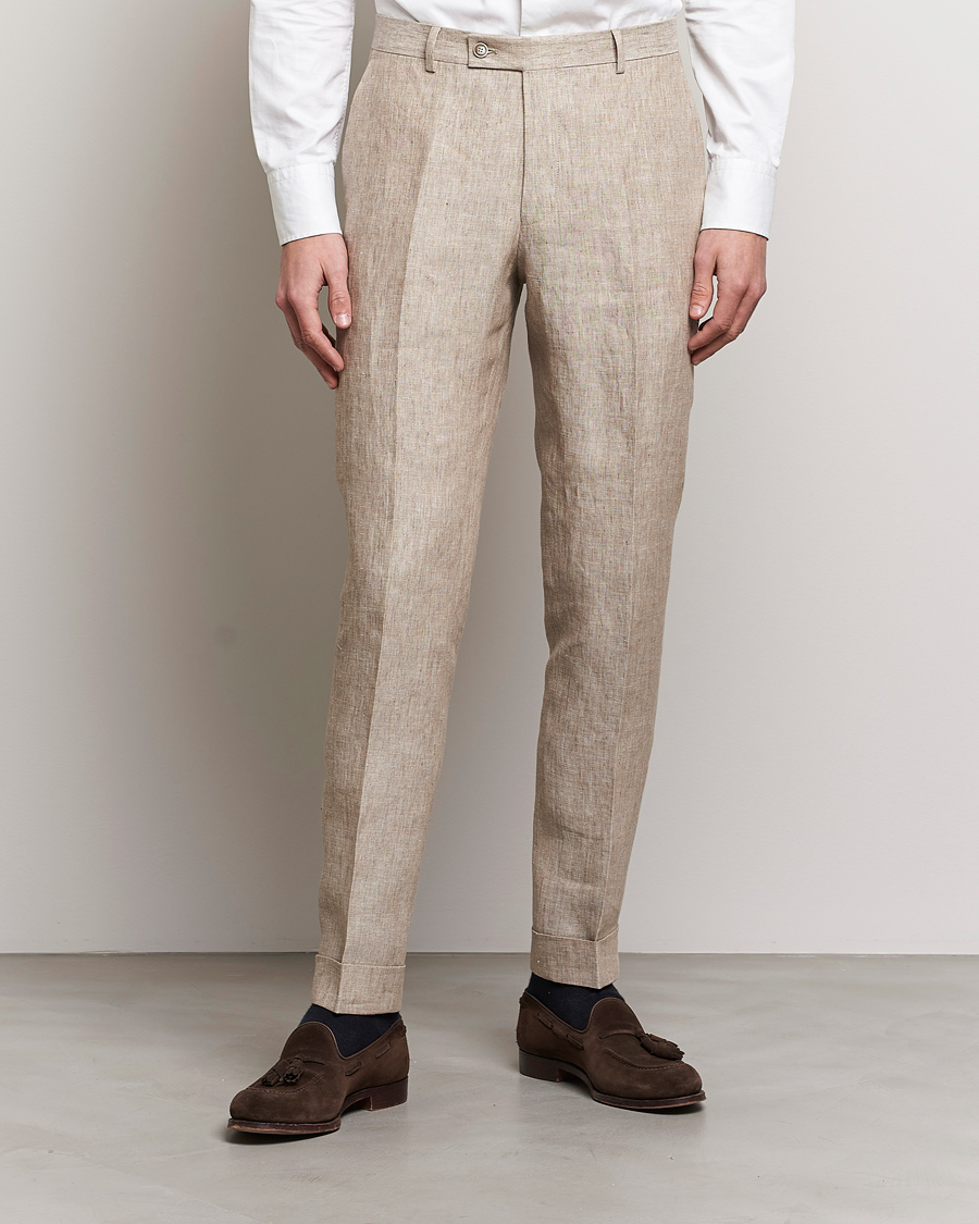 Men | Trousers | Morris Heritage | Jack Linen Suit Trousers Beige