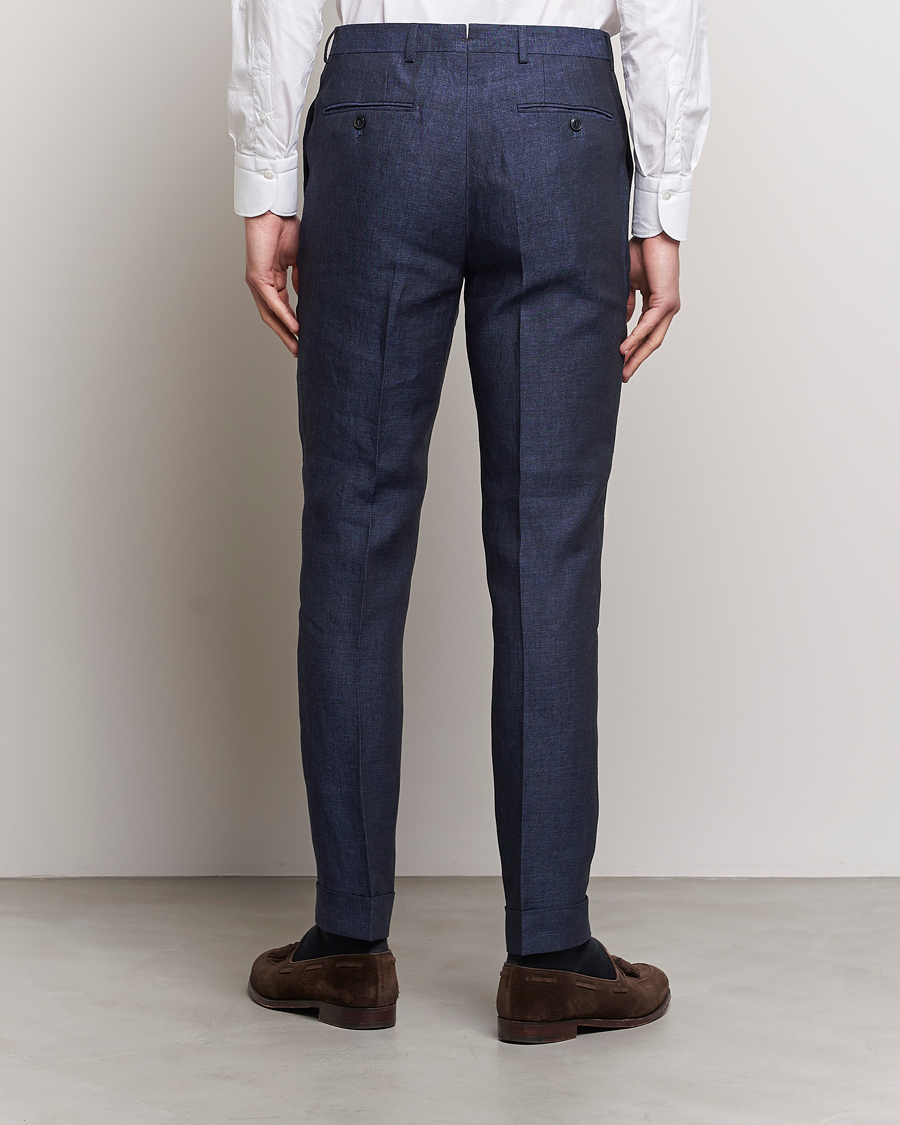 Men | Trousers | Morris Heritage | Jack Linen Suit Trousers Navy