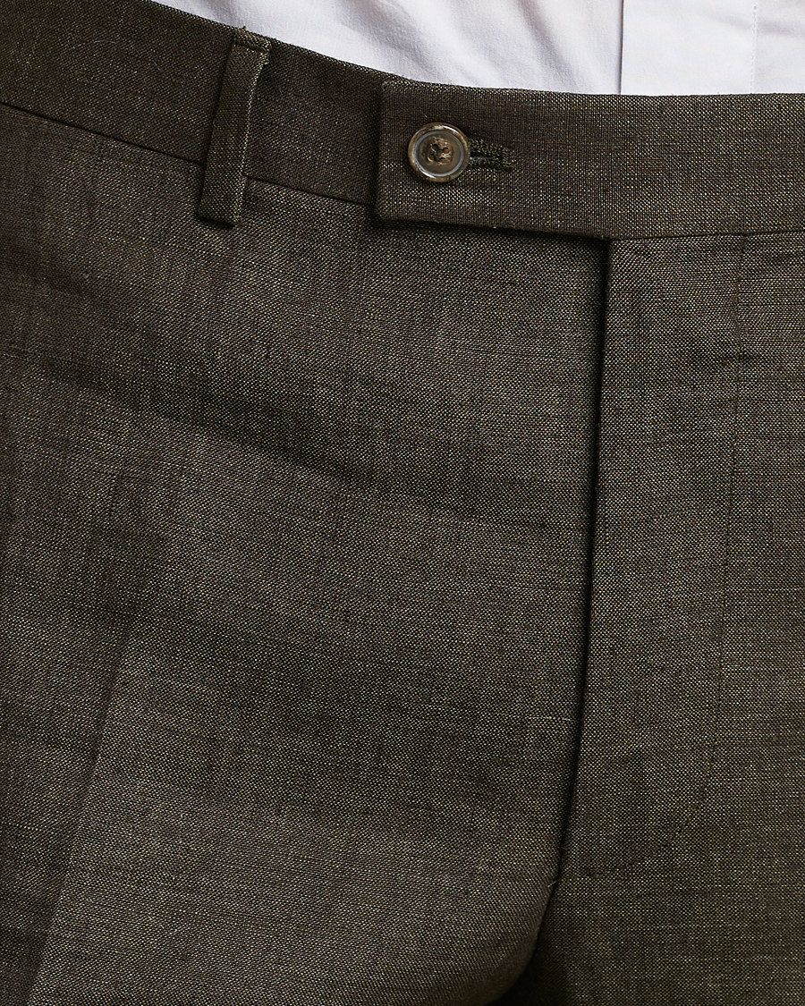 Men | Trousers | Morris Heritage | Jack Linen Suit Trousers Olive