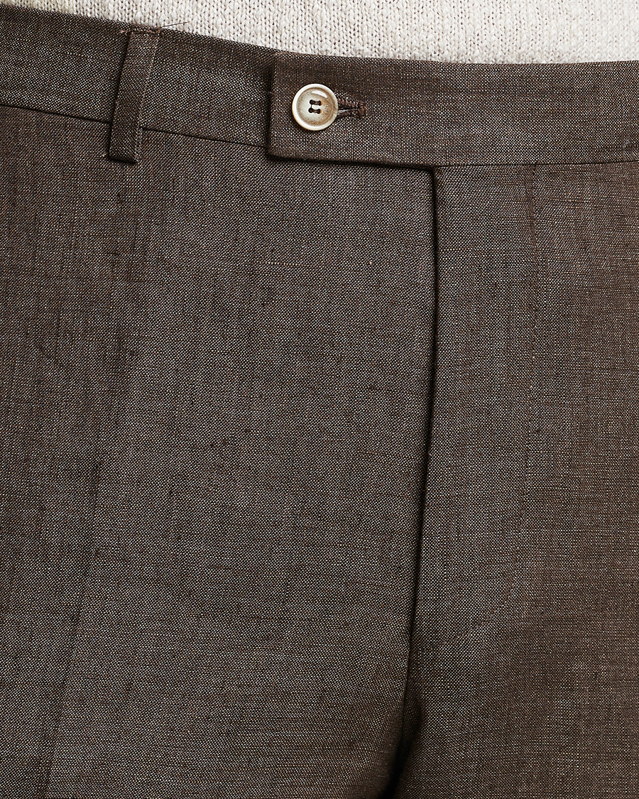 Men | Trousers | Morris Heritage | Jack Linen Suit Trousers Brown
