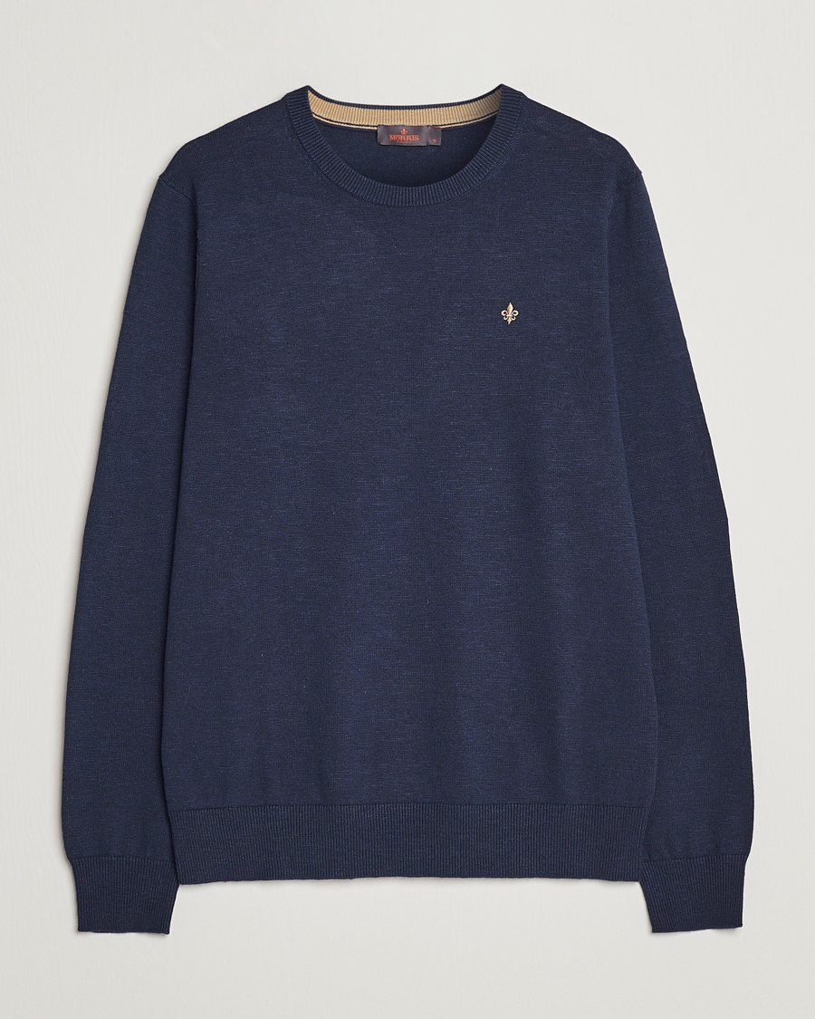 Men | Sweaters & Knitwear | Morris | Harold Summer Crew Neck Blue