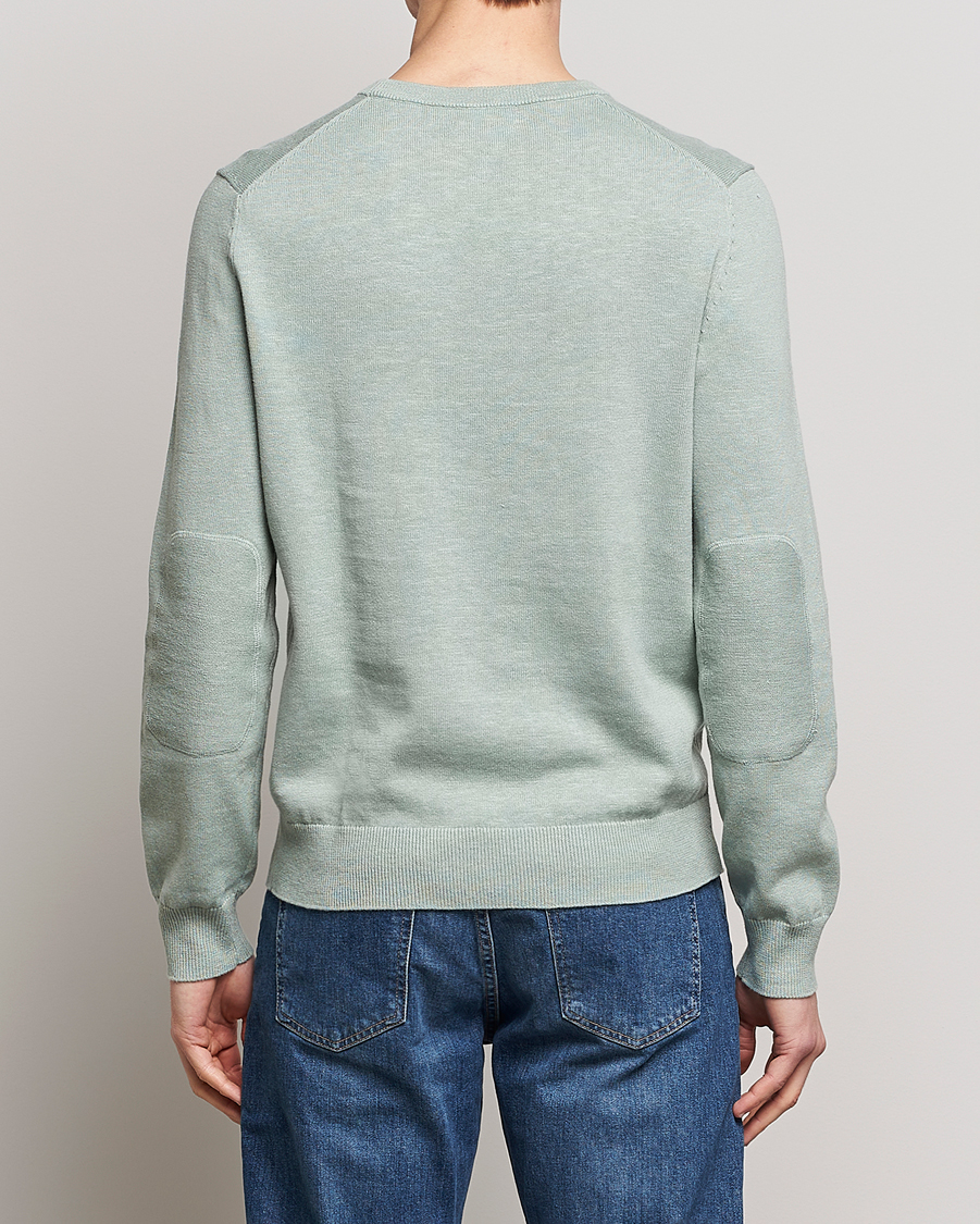 Men | Sweaters & Knitwear | Morris | Harold Cotton/Linen Summer Crew Neck Mint Green