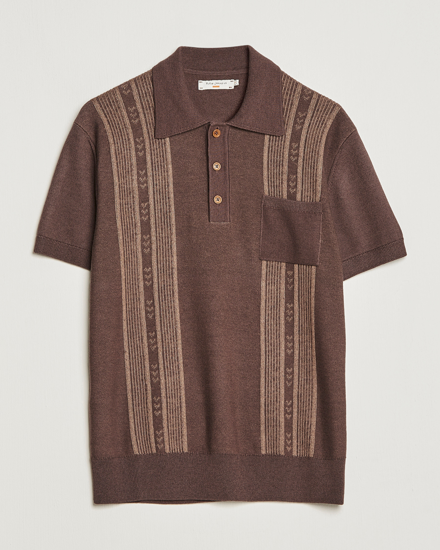 Men | Polo Shirts | Nudie Jeans | Frippe Knitted Polo Brown