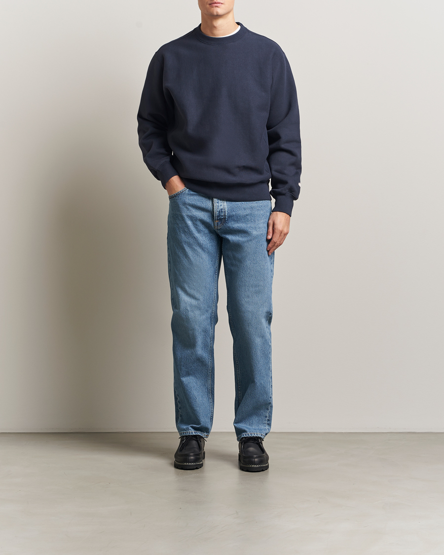 Men | Sweaters & Knitwear | Nudie Jeans | Hasse Crew Neck Sweatshirt Navy