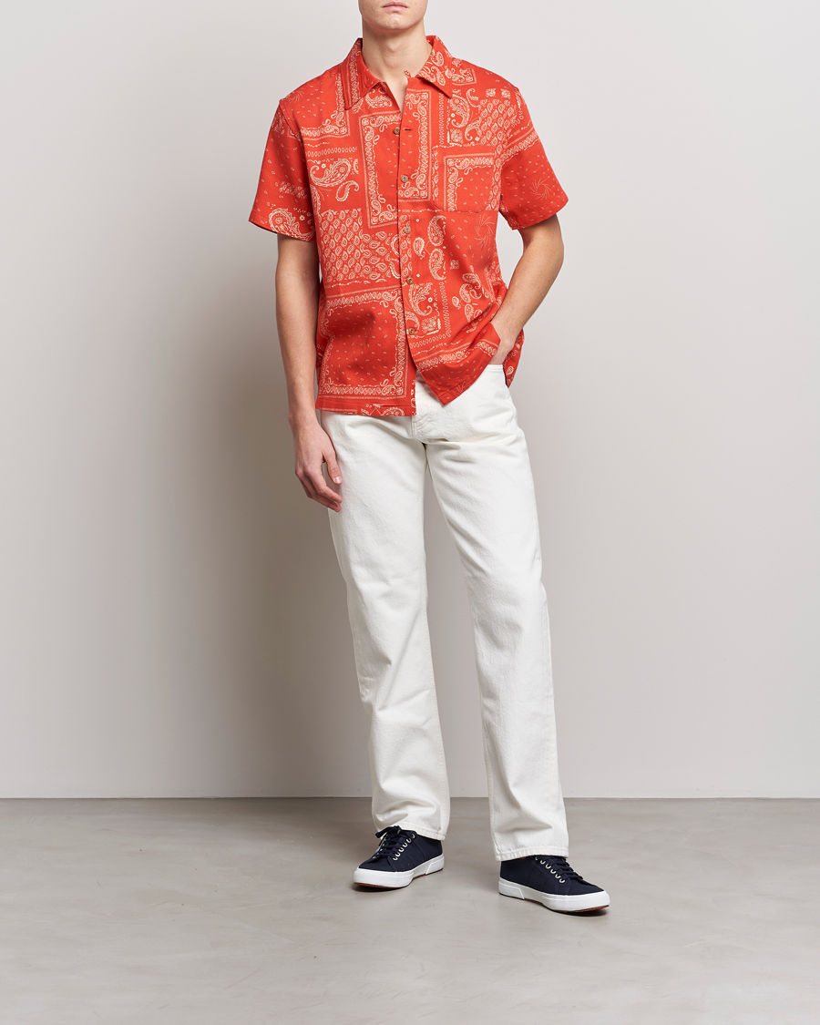 Men | Shirts | Nudie Jeans | Aron Printed Short Sleeve Shirt Red