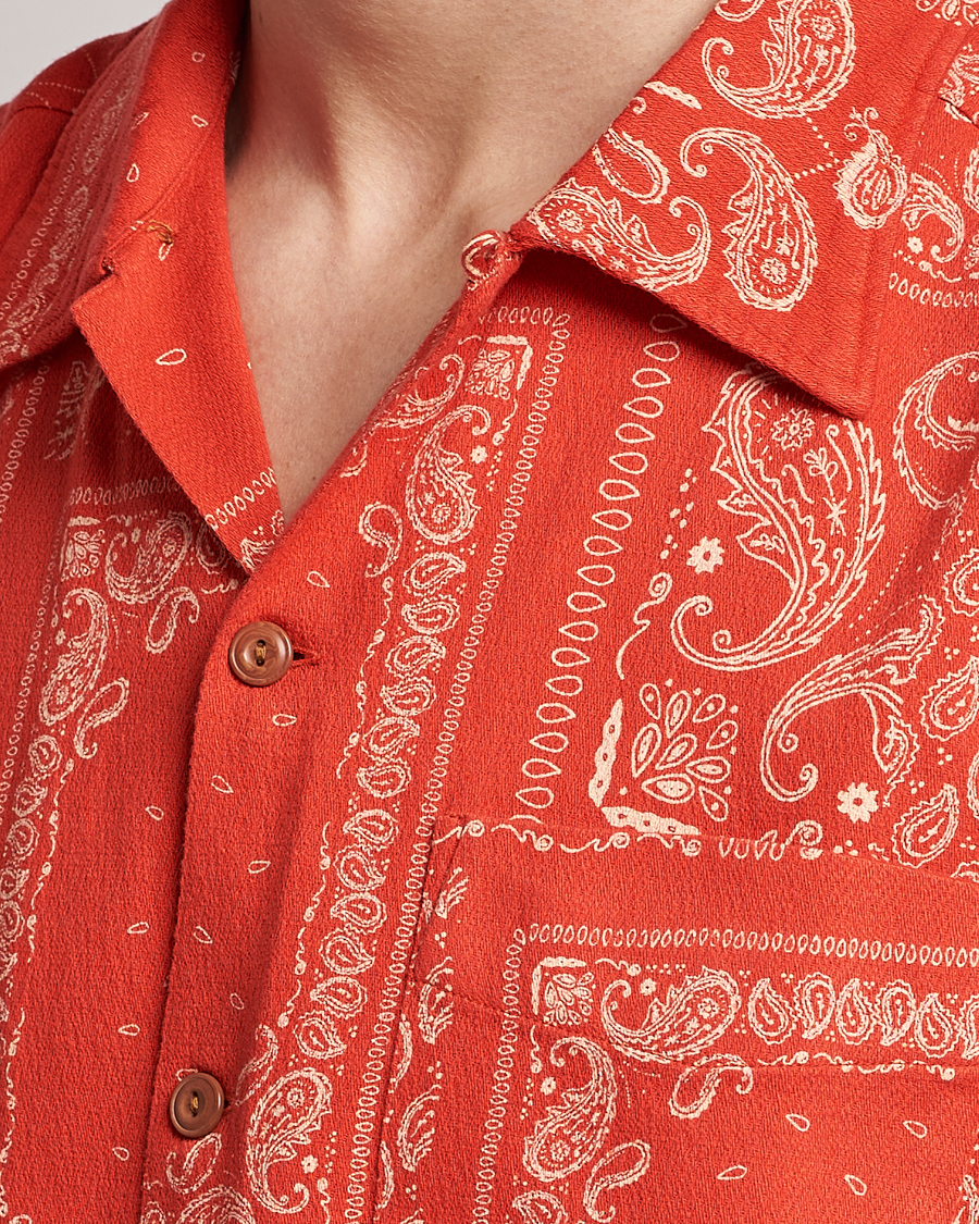 Men | Shirts | Nudie Jeans | Aron Printed Short Sleeve Shirt Red