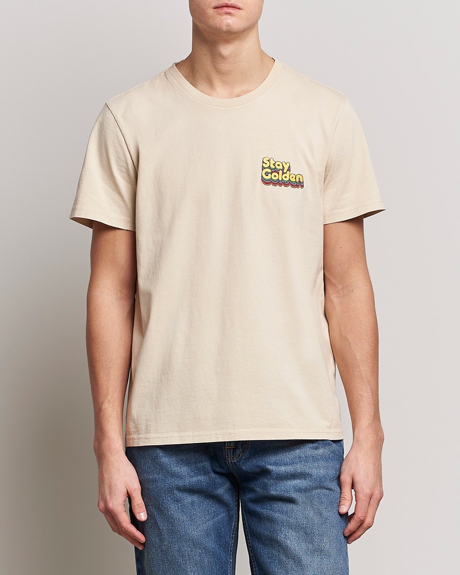 Men | T-Shirts | Nudie Jeans | Roy Logo Crew Neck T-Shirt Cream
