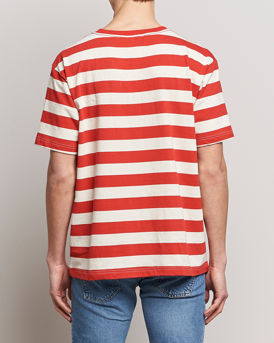 Men | T-Shirts | Nudie Jeans | Uno Blockstripe Crew Neck T-Shirt Off White/Red