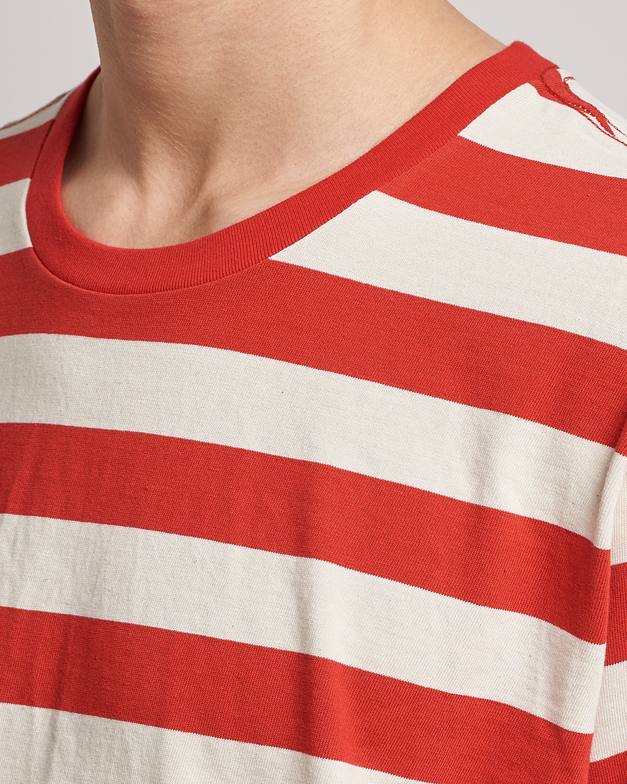 Men | T-Shirts | Nudie Jeans | Uno Blockstripe Crew Neck T-Shirt Off White/Red