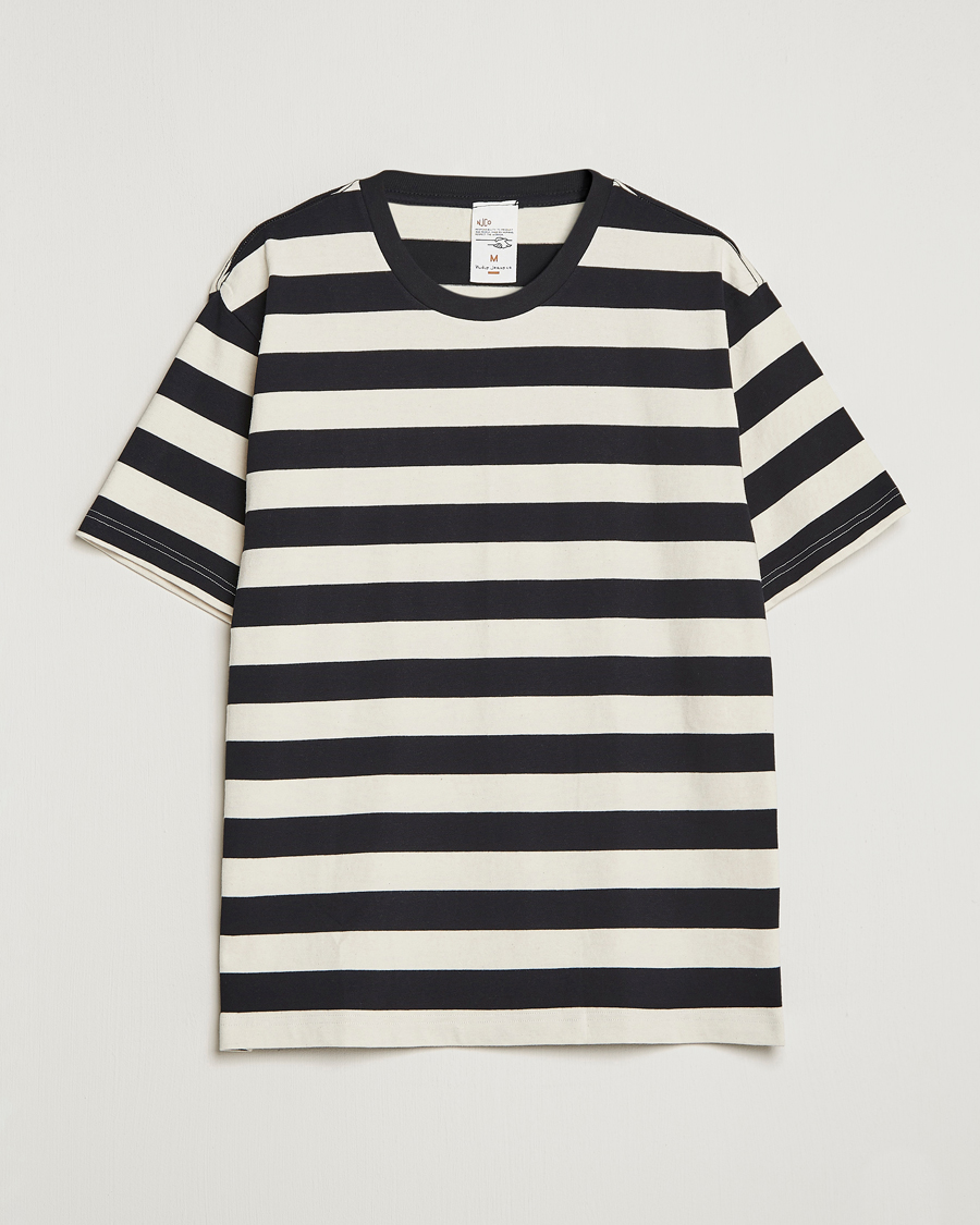 Men | T-Shirts | Nudie Jeans | Uno Blockstripe Crew Neck T-Shirt Off White/Black