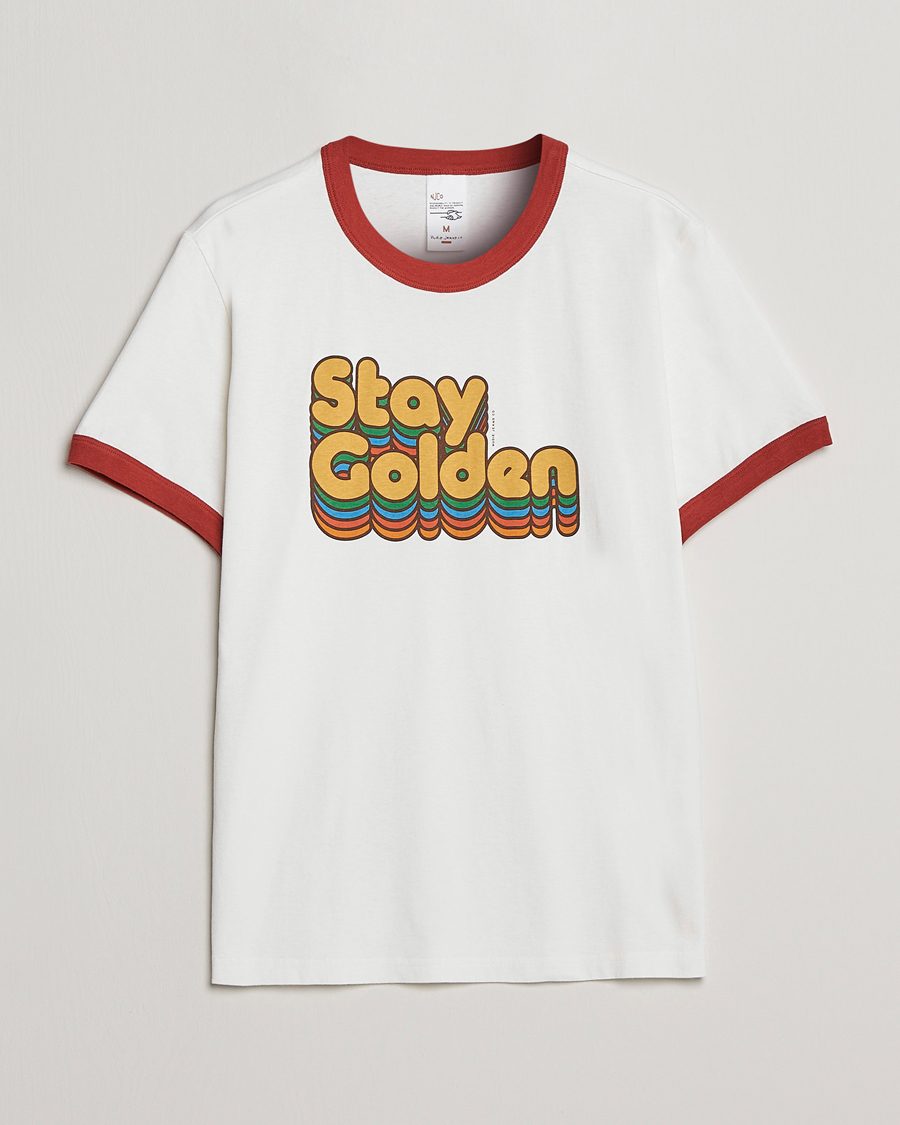 Men | T-Shirts | Nudie Jeans | Ricky Logo Crew Neck T-Shirt Chalk White