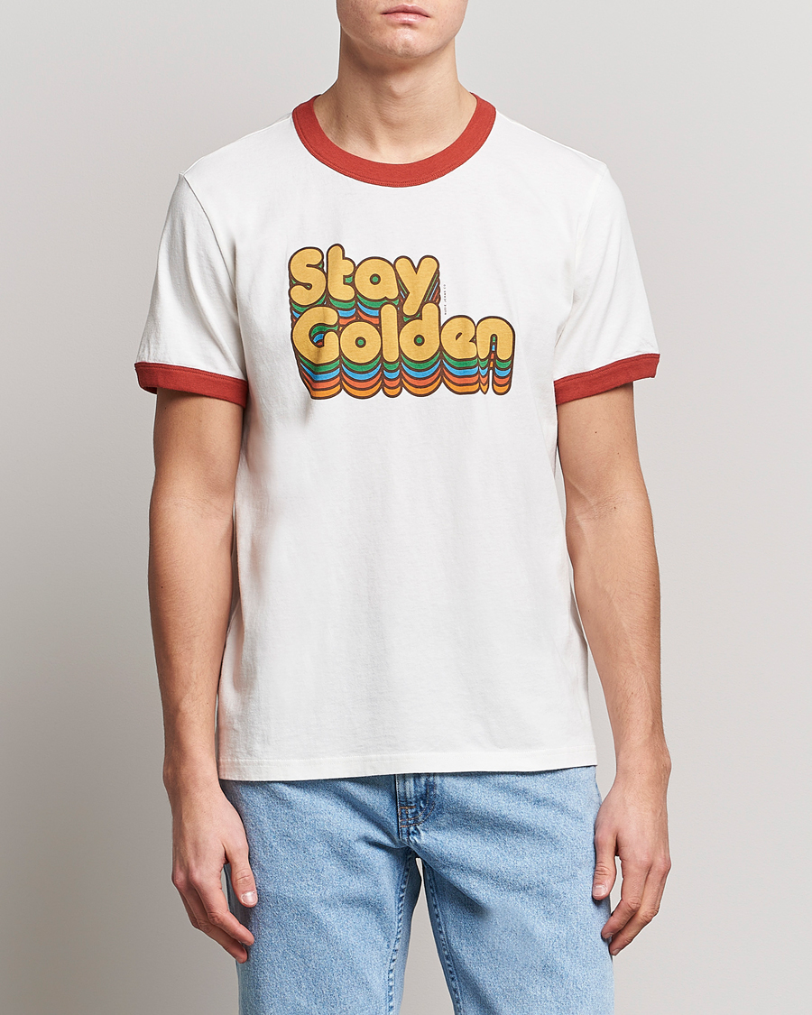 Men | T-Shirts | Nudie Jeans | Ricky Logo Crew Neck T-Shirt Chalk White