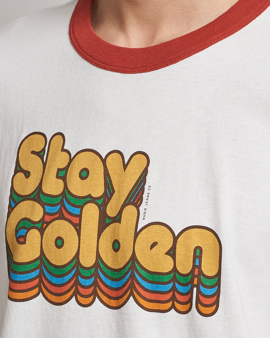 Men | T-Shirts | Nudie Jeans | Ricky Logo Crew Neck T-Shirt Chalk White