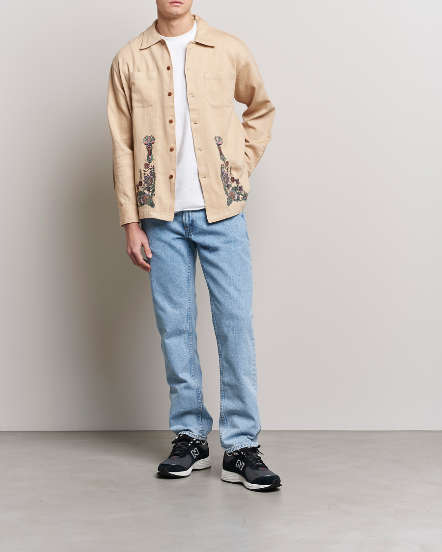 Men | Shirts | Nudie Jeans | Vincent Floral Overshirt Cream