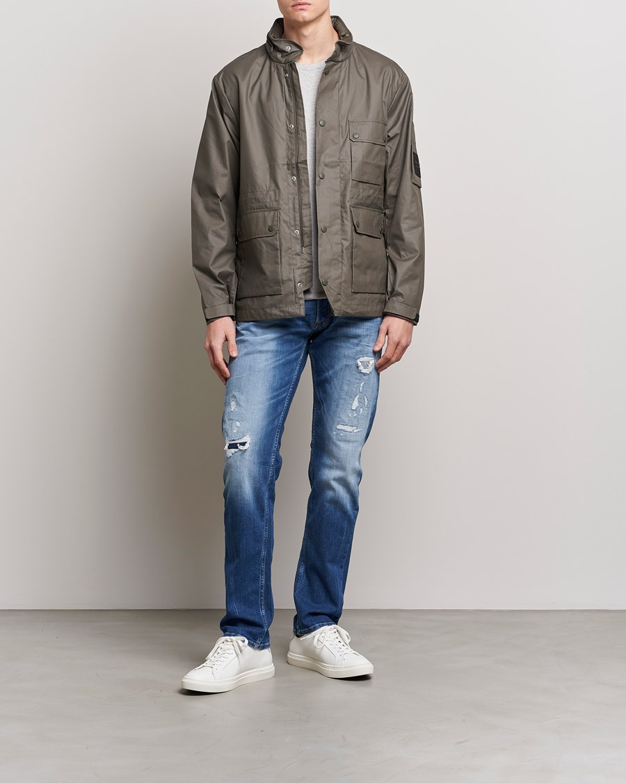 Men | Jeans | Replay | Grover Straight Fit Stretch Shredded Jeans Blue