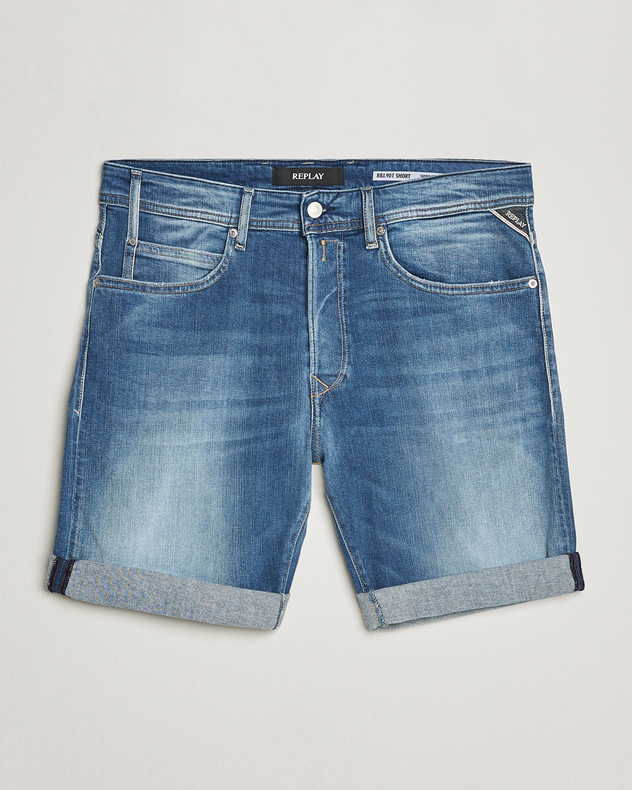 Men | Shorts | Replay | RBJ901 Super Stretch Bio Denim Shorts Medium Blue