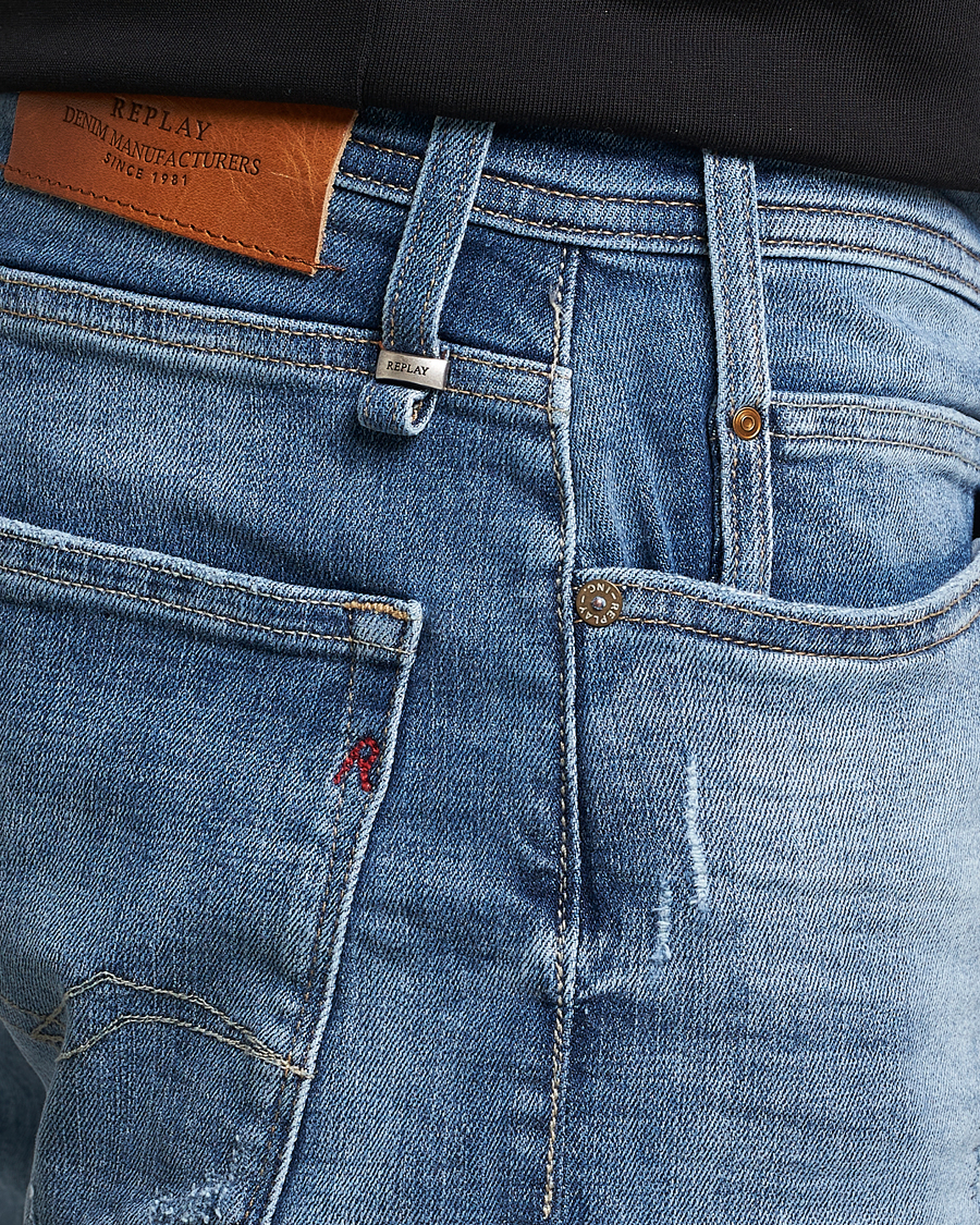 Men | Shorts | Replay | RBJ901 Stretch 5 Year Wash Denim Shorts Medium Blue