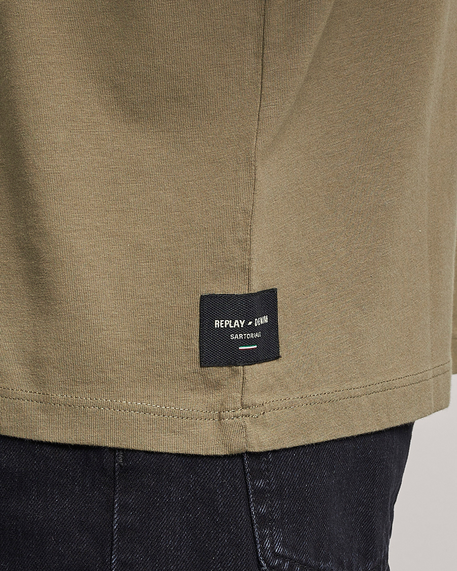 Men | T-Shirts | Replay | Sartoriale Heavy Crew Neck T-Shirt Sage Green