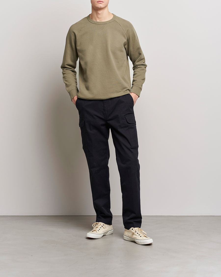 Men | Sweaters & Knitwear | Replay | Sartoriale Jersey Crew Neck Sweatshirt Sage Green