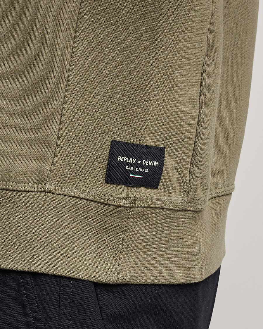 Men | Sweaters & Knitwear | Replay | Sartoriale Jersey Crew Neck Sweatshirt Sage Green