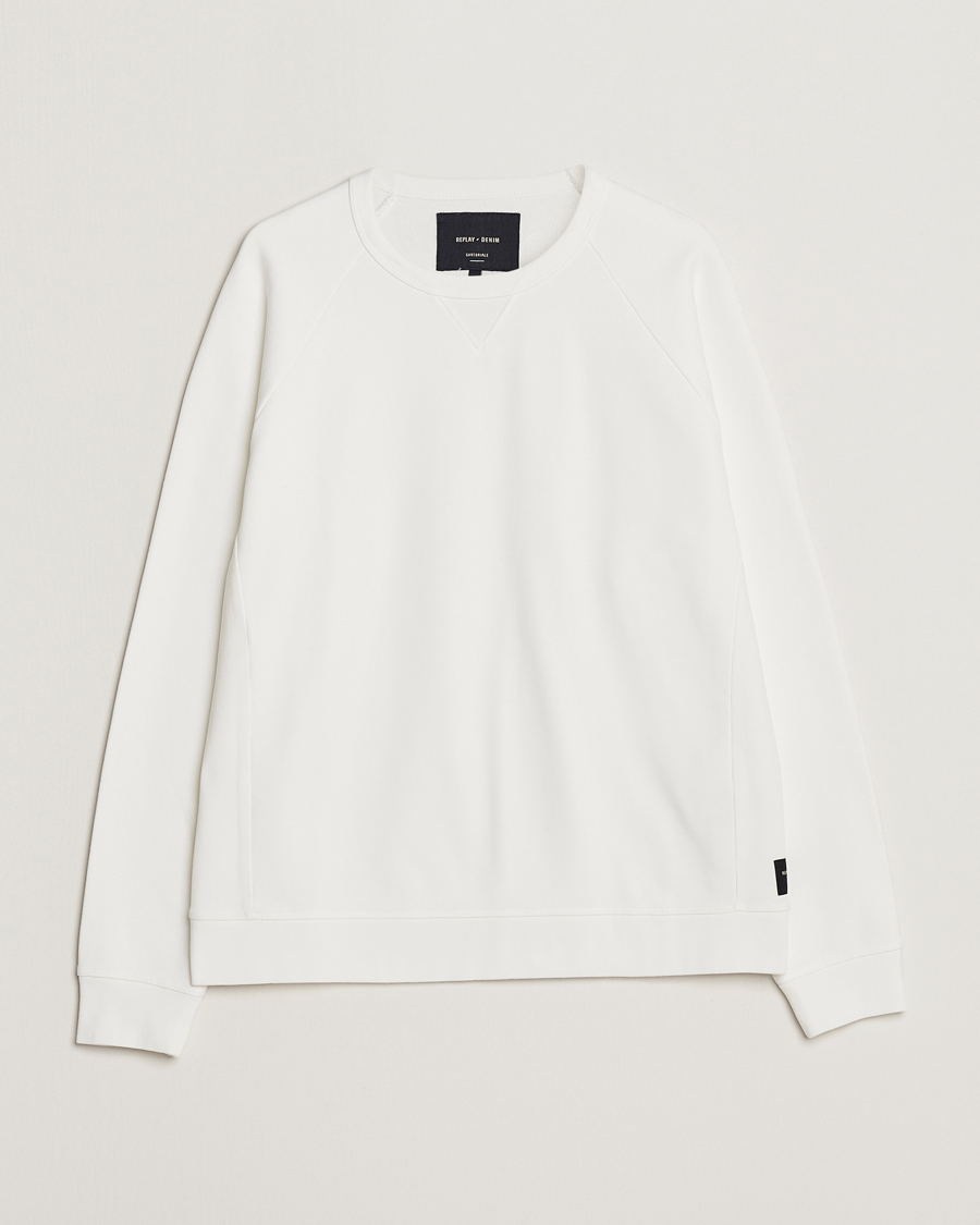 Men | Sweaters & Knitwear | Replay | Sartoriale Jersey Crew Neck Sweatshirt Chalk White