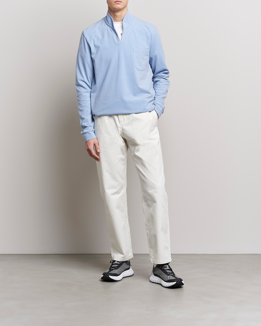 Men | Sweaters & Knitwear | SEASE | Elen Piquet Polo Light Blue