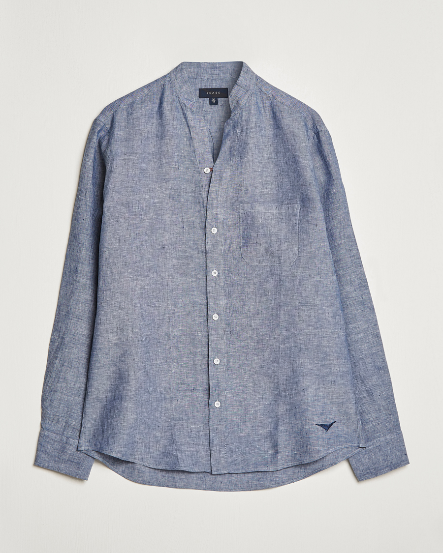 Men | Shirts | SEASE | Fishtail Linen Shirt Sky Blue