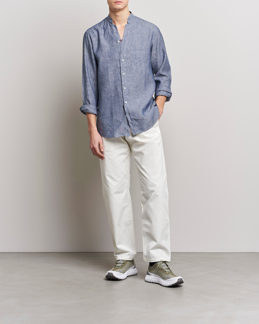 Men | Shirts | SEASE | Fishtail Linen Shirt Sky Blue