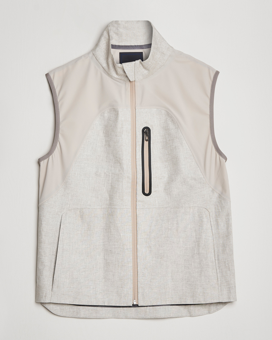 Men | Gilets | SEASE | V-8 Linen Gilet Light Beige
