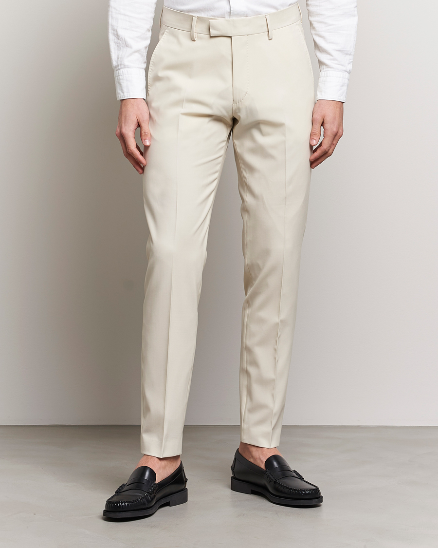 Men | Suit Trousers | Tiger of Sweden | Tenuta Wool Trousers Light Ivory
