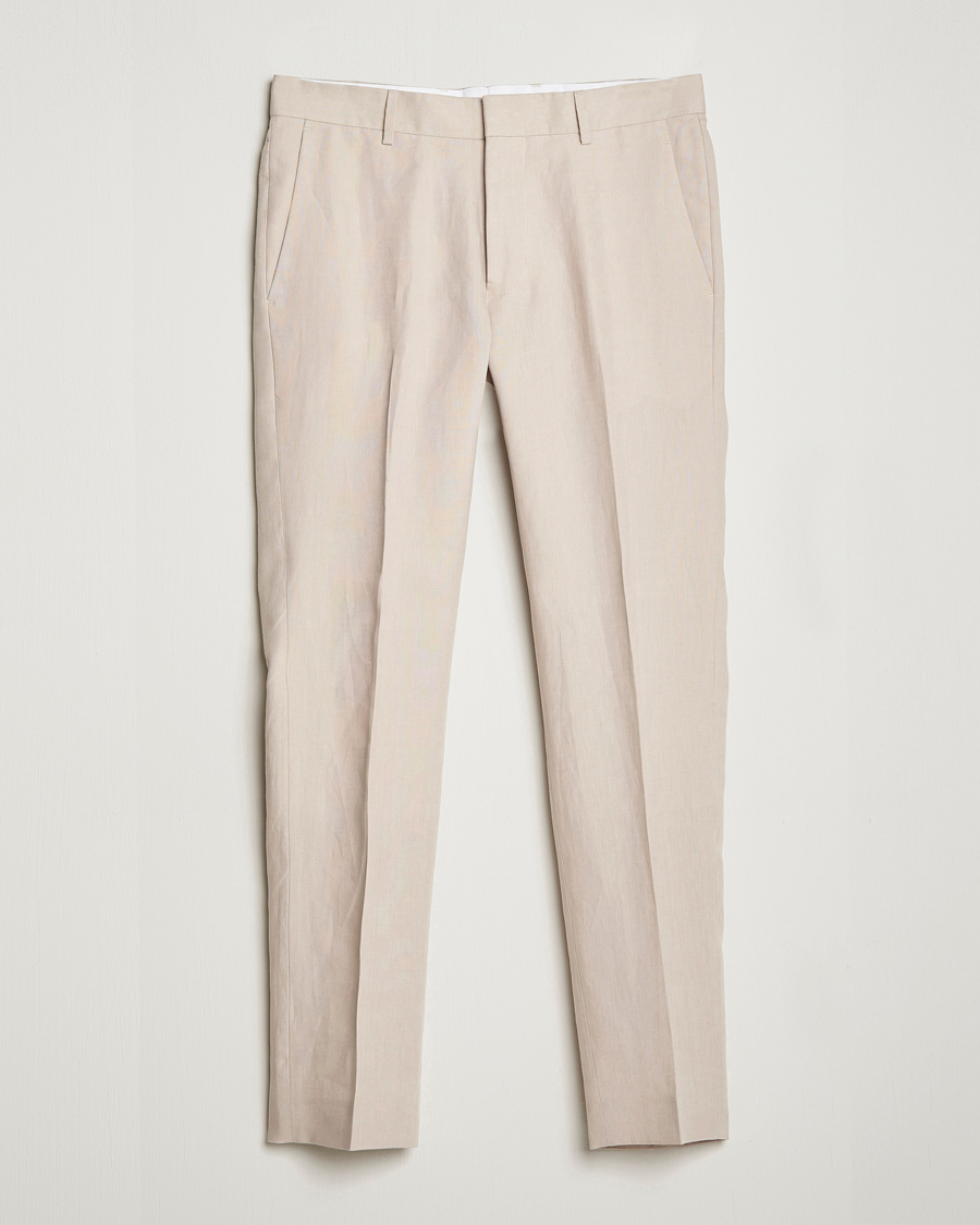 Men | Trousers | Tiger of Sweden | Tenutas Linen Trousers Cream Sand