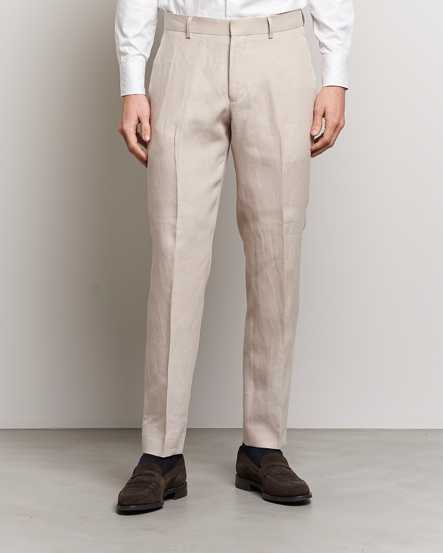 Men | Trousers | Tiger of Sweden | Tenutas Linen Trousers Cream Sand