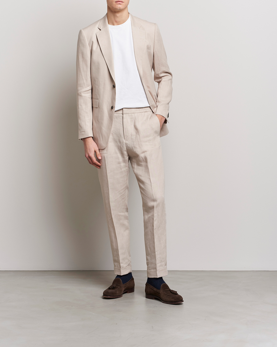 Men | Trousers | Tiger of Sweden | Taven Linen Trousers Cream Sand