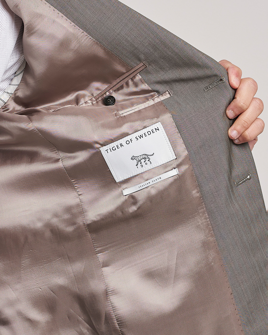 Men | Blazers | Tiger of Sweden | Justin Herringbone Wool Blazer Dark Sand