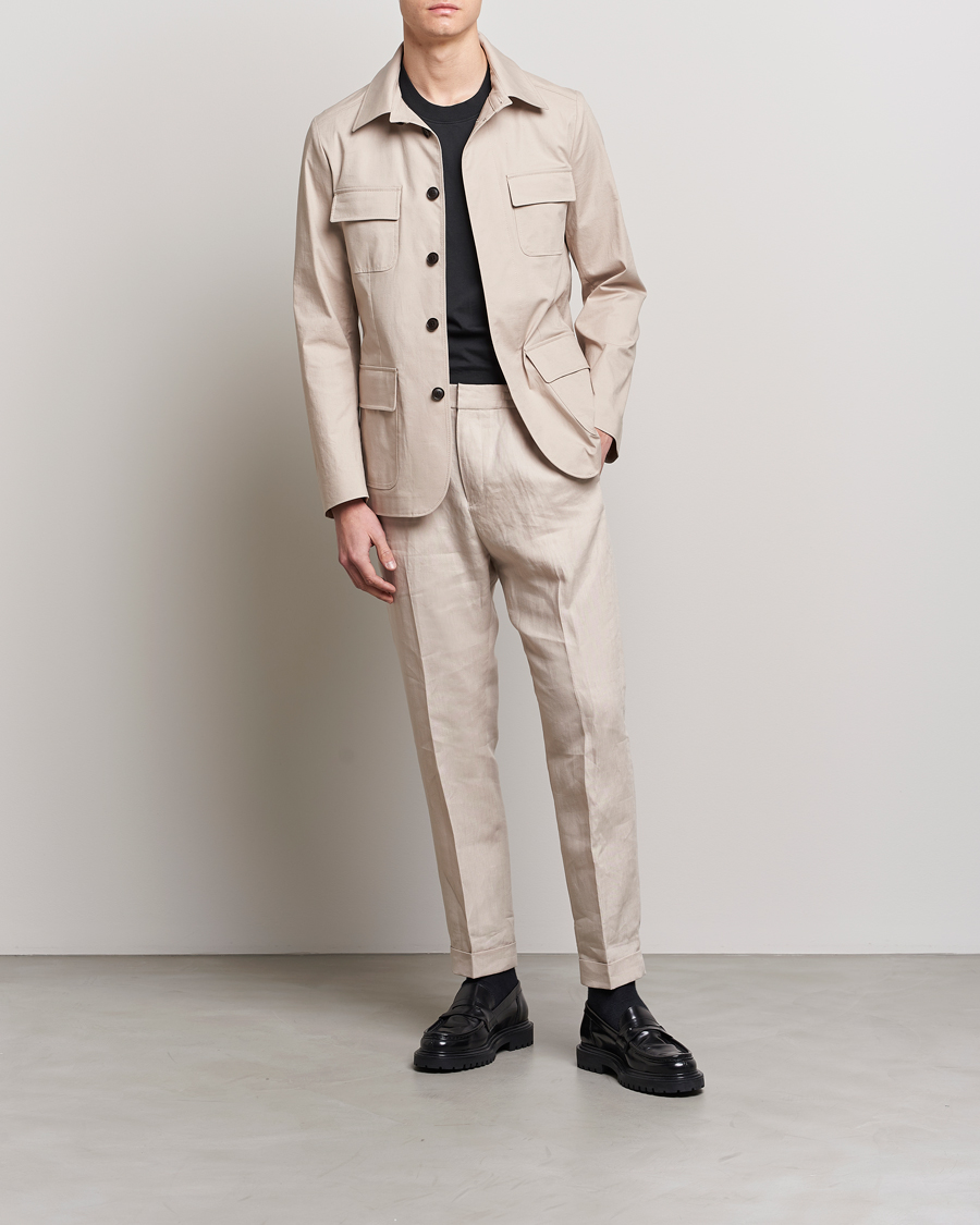 Men | Coats & Jackets | Tiger of Sweden | Jora Cotton Linen Jacket Cream Sand